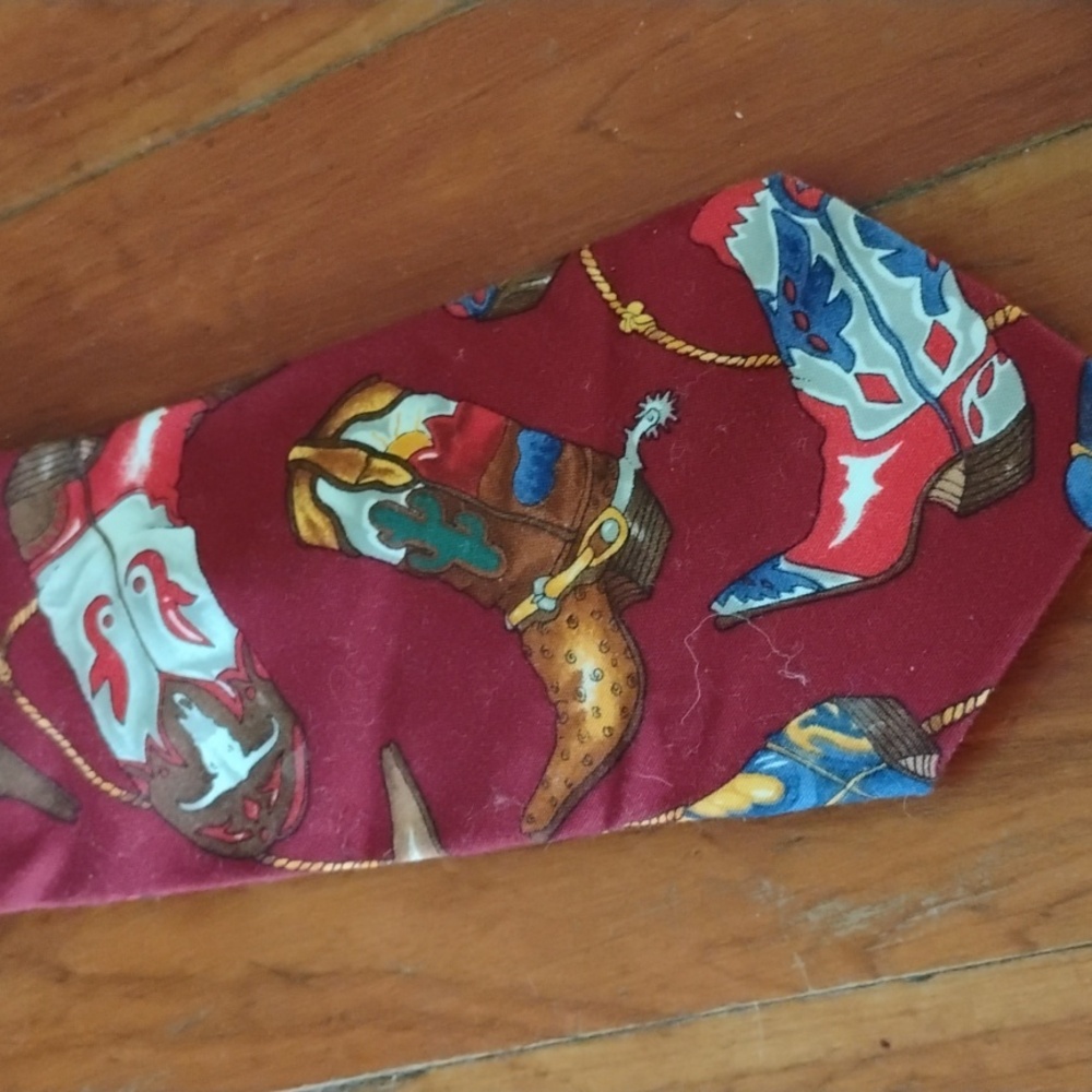 🤠 Cowboy Boots & Spurs 100% Cotton Tie ROOSTER TIE EVC BOLD GOLD